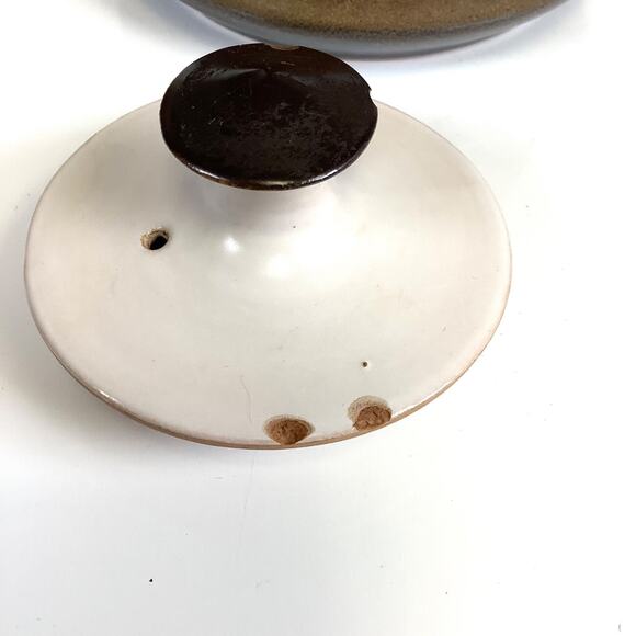 Vtg MCM Dk Olive Green Arts Crafts Stoneware Pitcher +Lid Koyo Kasuga Japan READ - Picture 6 of 9